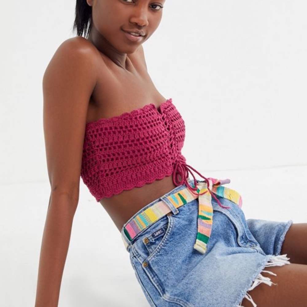 Urban Outfitters Courtney Crochet Tie-Front Bandeau Top